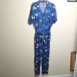 Paradised Apres Jumpsuit Medium Collared Belted Zip Up EUC